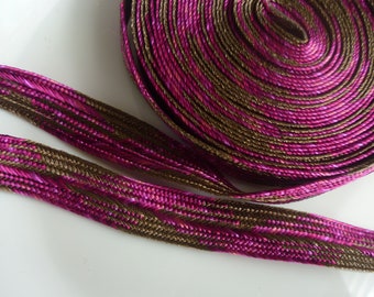 Moroccan art silk trim,  deep pink and bronze multicoloured, medium,  5 metres