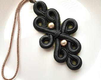 Olive art silk Moroccan decorative accessory, bag charm, Moroccan decor