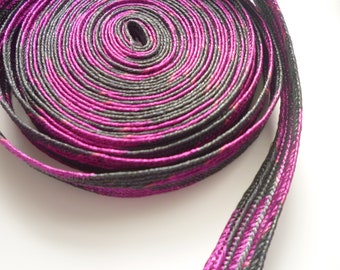 Moroccan trim, dark pink and dark grey art silk with metallic thread, multicoloured , medium,  5 metres