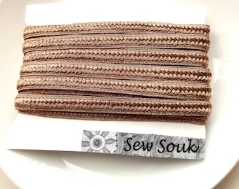 Bronze Metallic Chevron Trim, Moroccan Sfifa, Textured Woven Ribbon, 5 Metres