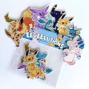 Pacote de adesivos Eeveelution - Amantes de Pokémon, amantes de anime, ótimo presente - Todos os Eevees!