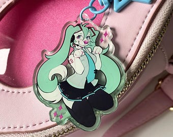 Miku Furry Dog Keychain – Vocaloid Anime Fan Art Accessory