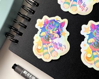 Scene furry sticker - alternative, fandom, subculture inspired fursona original character