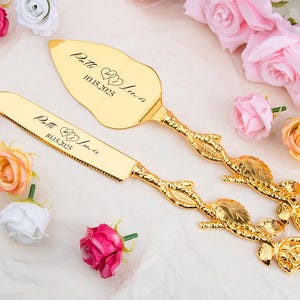 Personalized Wedding Cake Knife Set: Engraved Bridal Silverware