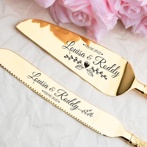 Personalized Wedding Cake Cutting Set: Engraved Cake Server, Stainless Steel