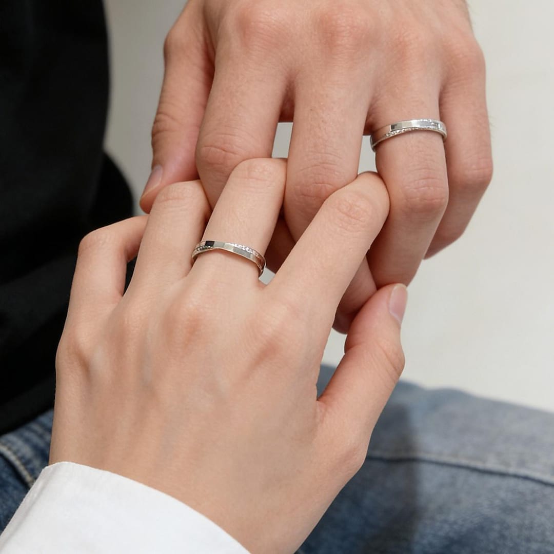 Small Couple Rings Couple Ring Sterling Silver Minimalist Band, Adjustable Open Ring ...