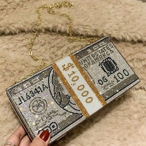 pochette di lusso per dollari-borsa porta soldi con strass