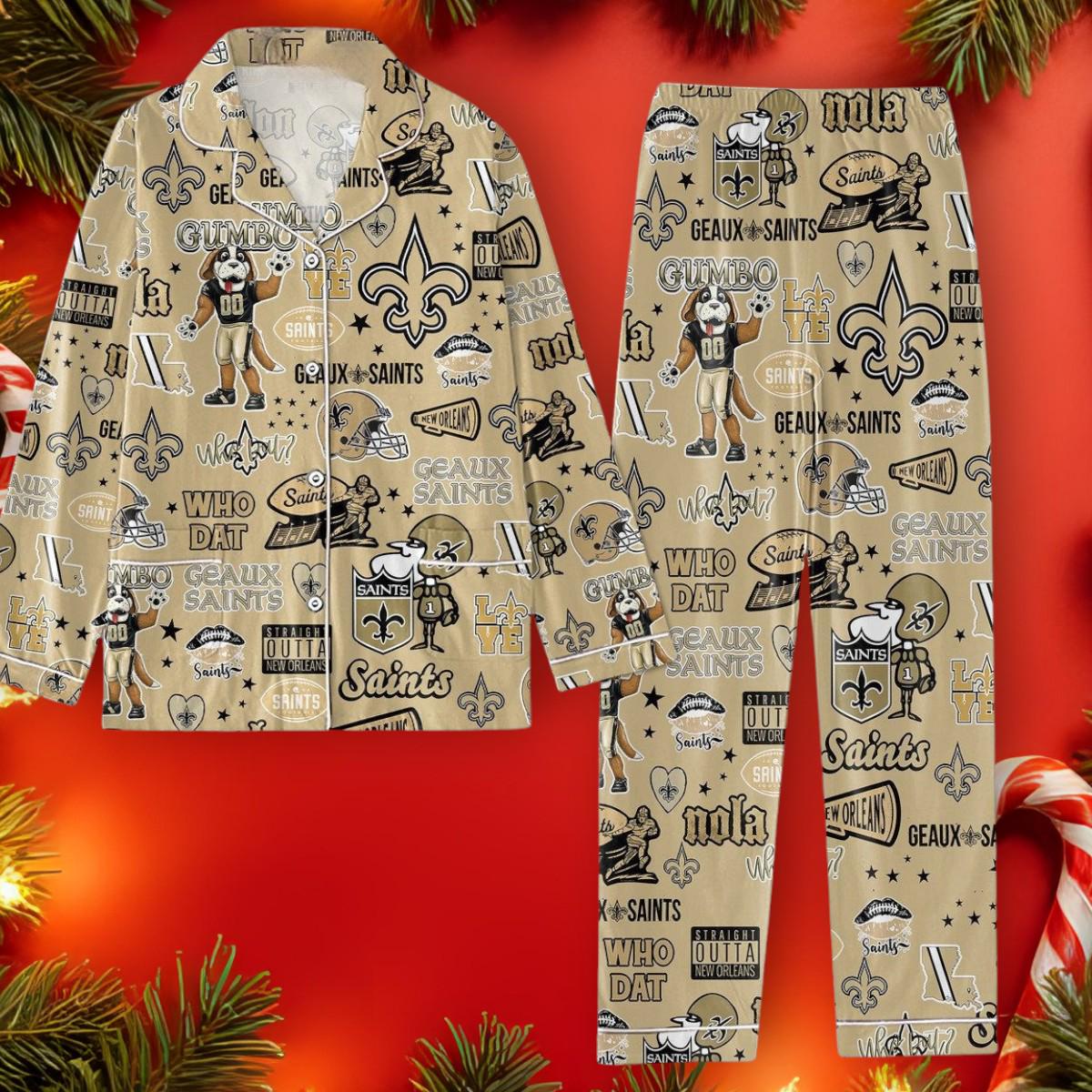 Discover New Orleans Saints Who Dat Geaux Pajamas Set, Pajamas for Adults & Kids, Gift for Friends and Family