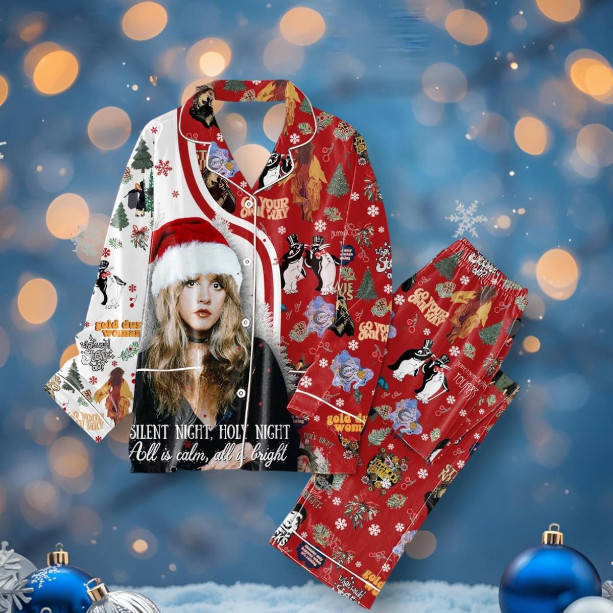 Discover Stevie Nicks Rock on Gold Dust Woman Pajamas Set, Pajamas for Adults and Kids, Made for Cozy Listening