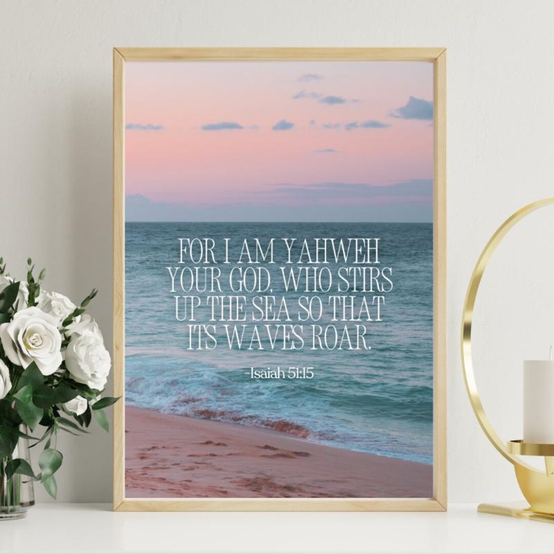 Coastal Bible Verse Print, Isaiah 51:15, Scripture Digital Download ...