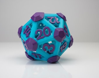 Dado gigante D20: Dado extragrande de 48 cm (19 pulgadas) impreso en 3D de PLA para juegos de rol de mesa, D&D, regalo para el director de juego.