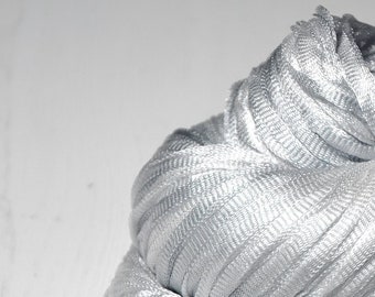 Silver ghost - Glossy Silk Tape Yarn - light fingering weight - knitted i-cord yarn - hand dyed yarn – DyeForYarn