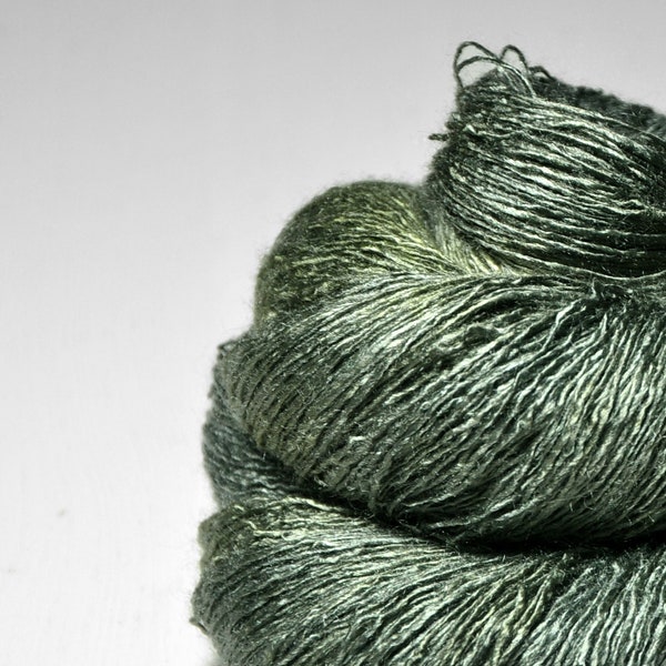 Shadowy fern OOAK - Tussah Silk Lace Yarn - Hand Dyed Yarn - handgefärbte Seide  - Garn handgefärbt - DyeForYarn