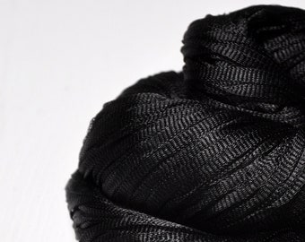 Black Hole - Glossy Silk light fingering cord yarn - hand dyed by DyeForYarn - color: black