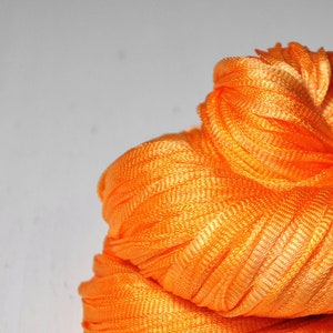 Molten tangerine sorbet Glossy Silk Tape Yarn light fingering weight knitted i-cord yarn hand dyed yarn DyeForYarn image 1