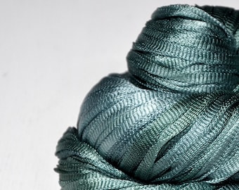 Raining on a mossy tombstone - Glossy Silk light fingering cord yarn - hand dyed by DyeForYarn - color: dark sage green