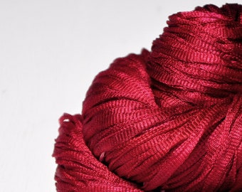 Hot desire - Glossy Silk light fingering cord yarn - hand dyed by DyeForYarn - color: crimson red