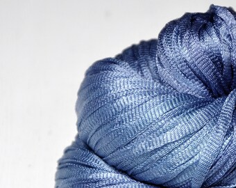 Going to the land of Nod - Glossy Silk Tape Yarn - light fingering weight - knitted i-cord yarn - hand dyed yarn – DyeForYarn