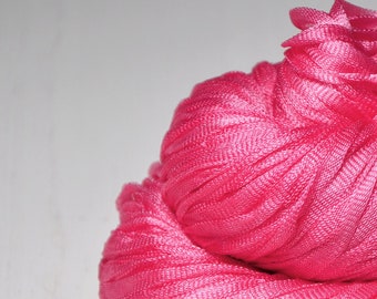 Poisoned marshmallow - Glossy Silk Tape Yarn - light fingering weight - knitted i-cord yarn - hand dyed yarn – DyeForYarn