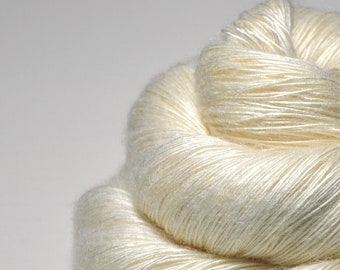 Ghost - natural undyed Tussah Silk Lace Yarn - ivory lace yarn - undyed lace yarn - DyeForYarn