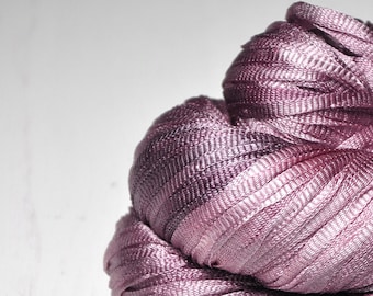 Withering red orchid OOAK - Glossy Silk Tape Yarn - light fingering weight - knitted i-cord yarn - hand dyed yarn – DyeForYarn