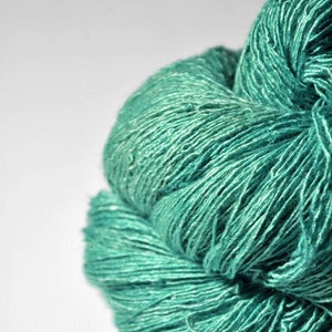 Chilly green sea Tussah Silk Fingering Yarn 200g LSOH Hand Dyed Yarn handgefärbte Seide Garn handgefärbt DyeForYarn image 1