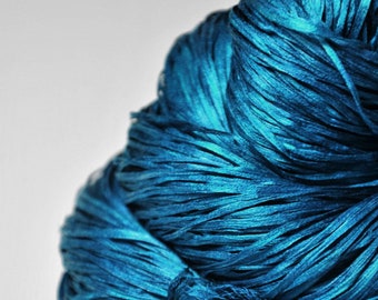 Ex-Peacock - Hand Dyed  Silk Tape Lace Yarn -  Turquoise Hand Dyed Yarn - handgefärbte Seide - DyeForYarn