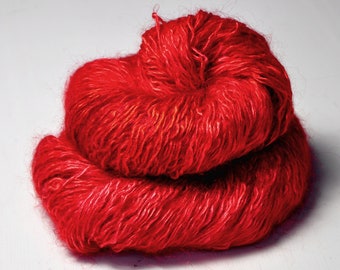 Rotten strawberry candy UNIKAT - Silk / Mohair / Polyamide Sport Yarn - Hand Dyed Yarn - handgefärbte Seide - Garn handgefärbt - DyeForYarn