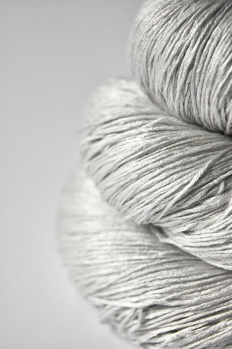 Silver ghost Silk Lace Yarn Hand Dyed Yarn handgefärbte Seide handdyed silk lace yarn DyeForYarn image 1