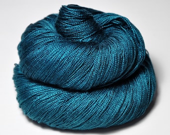 Nocturnal maelstrom - Silk / Merino Lace Yarn superwash - hand dyed by DyeForYarn - color: teal blue
