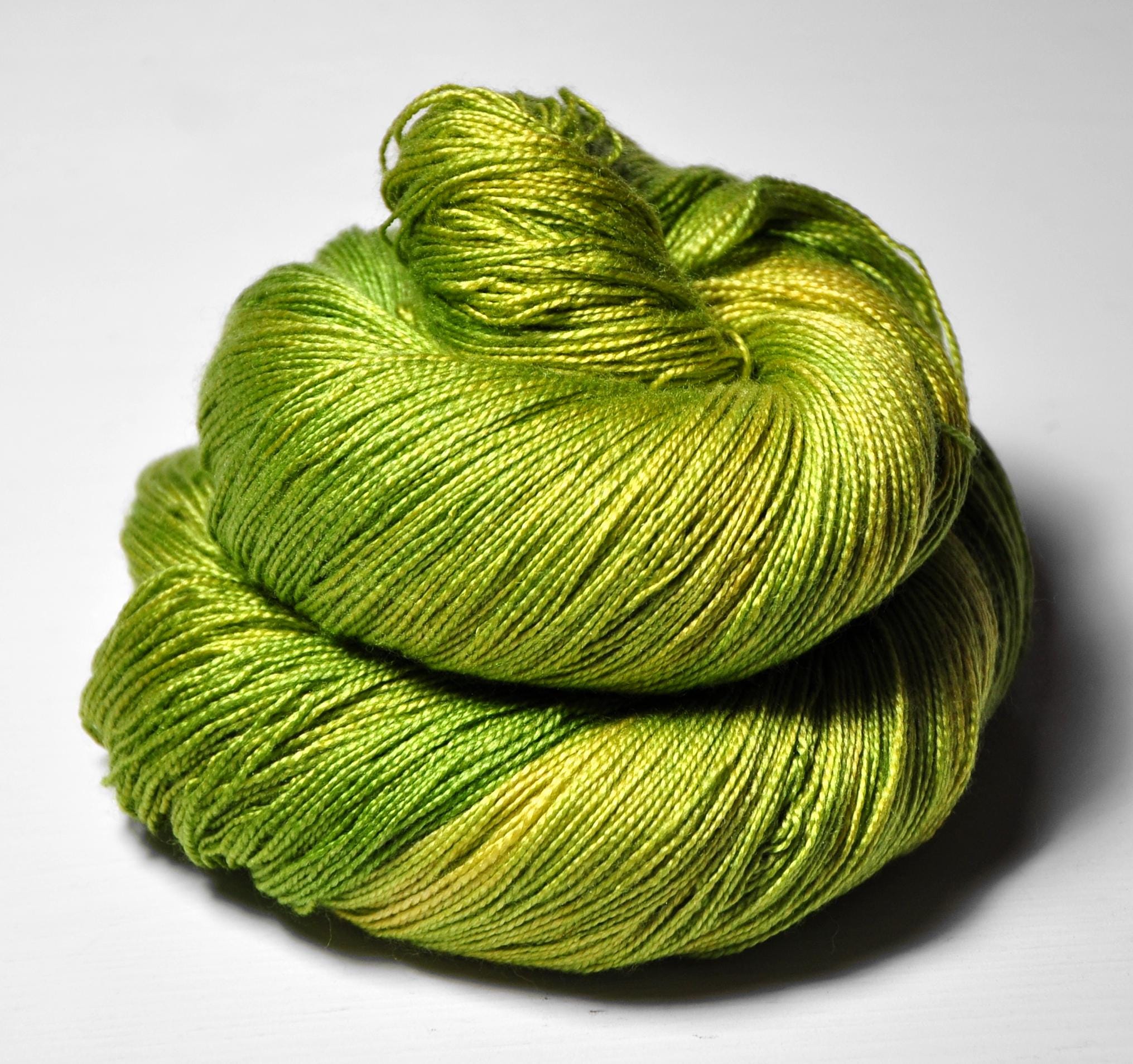 Sunkissed Moss - Silk / Merino Lace Yarn Superwash - Hand Dyed by