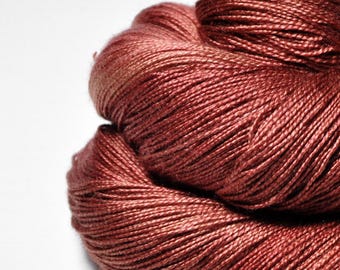 Thick as a brick (2) - Silk / Merino Lace Yarn superwash - hand dyed by DyeForYarn - color: terracotta red brown