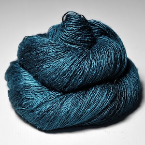 Nocturnal maelstrom Tussah Silk Lace Yarn Turquoise Hand Dyed Yarn handgefärbte Seide Garn handgefärbt DyeForYarn image 1