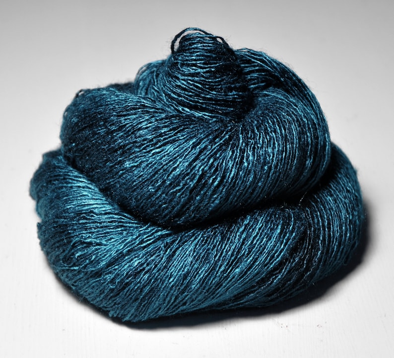 Nocturnal maelstrom Tussah Silk Lace Yarn Turquoise Hand Dyed Yarn handgefärbte Seide Garn handgefärbt DyeForYarn image 1