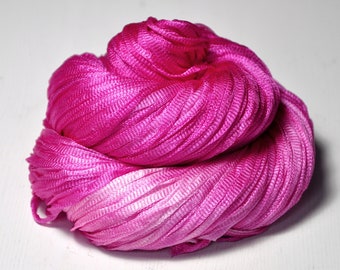 Wilting pink dahlia  - Glossy Silk Tape Yarn - light fingering weight - knitted i-cord yarn - hand dyed yarn – DyeForYarn