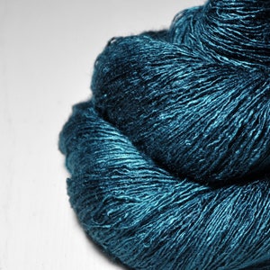 Nocturnal maelstrom Tussah Silk Lace Yarn Turquoise Hand Dyed Yarn handgefärbte Seide Garn handgefärbt DyeForYarn image 2