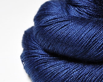 Glowing sapphire - Silk / Merino Lace Yarn superwash - hand dyed by DyeForYarn - color: dark sapphire blue