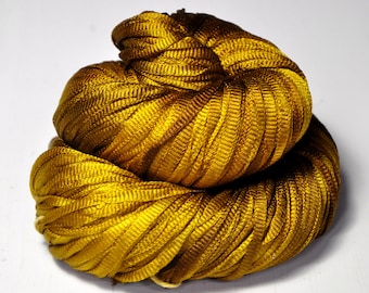 Rabid camel OOAK - Glossy Silk Tape Yarn - light fingering weight - knitted i-cord yarn - hand dyed yarn – DyeForYarn