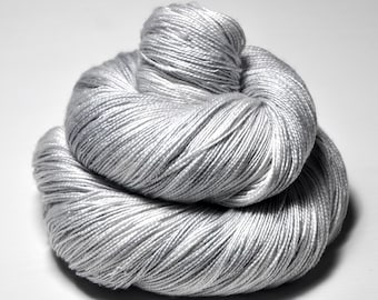 Silver ghost - Silk / Merino Lace Yarn superwash - hand dyed by DyeForYarn - color: pale grey