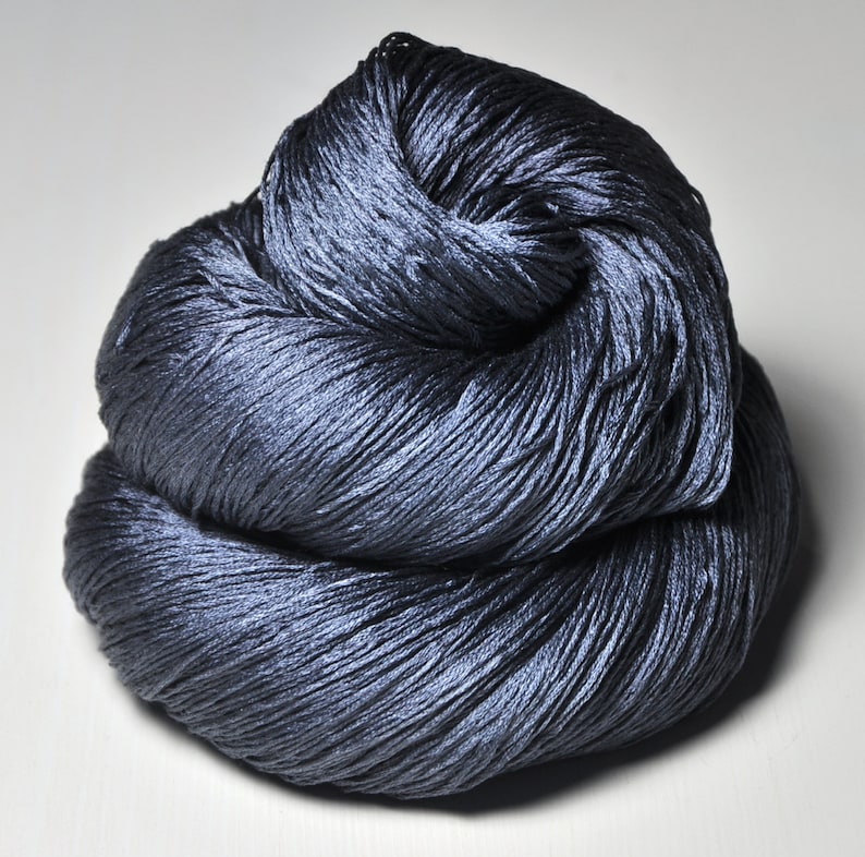 Stormy gray sea Silk Lace Yarn knotty skein Hand Dyed Yarn handgefärbte Seide handdyed yarn DyeForYarn image 1