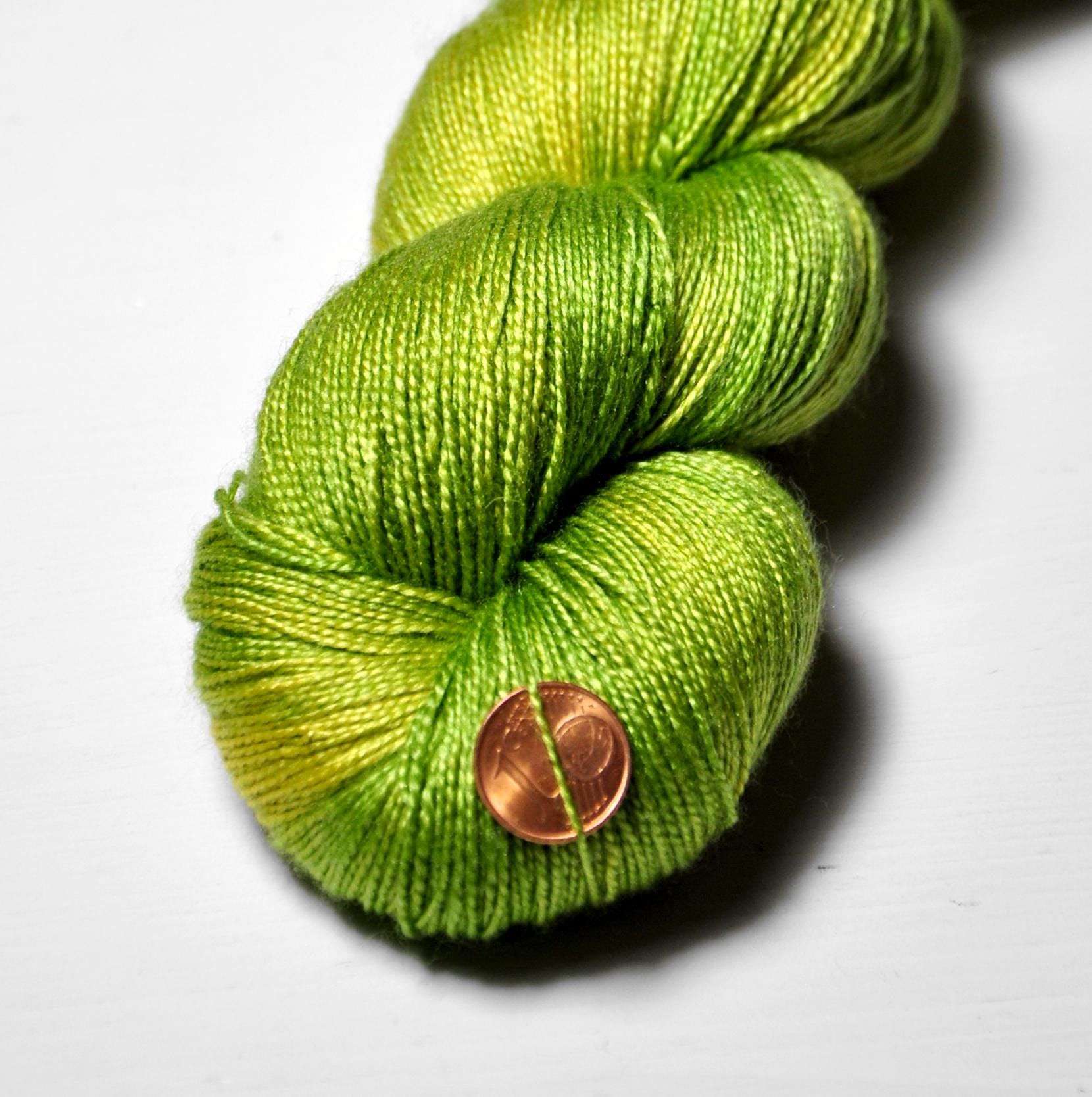Sunkissed Moss - Silk / Merino Lace Yarn Superwash - Hand Dyed by