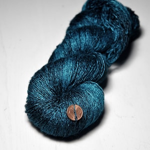 Nocturnal maelstrom Tussah Silk Lace Yarn Turquoise Hand Dyed Yarn handgefärbte Seide Garn handgefärbt DyeForYarn image 3