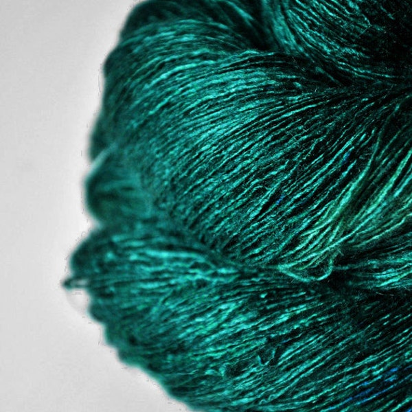 Pestled emerald  - Tussah Silk Lace Yarn
