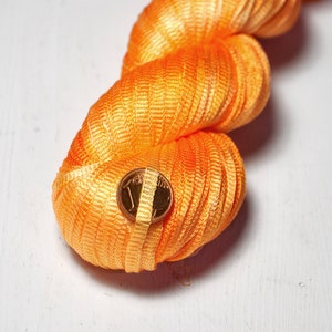 Molten tangerine sorbet Glossy Silk Tape Yarn light fingering weight knitted i-cord yarn hand dyed yarn DyeForYarn image 4