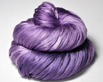 Fading crocus OOAK - Glossy Silk Tape Yarn - light fingering weight - knitted i-cord yarn - hand dyed yarn – DyeForYarn