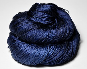 My heart is blue - Mulberry silk TWIST - hand dyed by DyeForYarn - color: navy blue