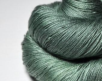 Sea grass in the sun - Silk / Merino Lace Yarn superwash - hand dyed by DyeForYarn - color: muted grass green