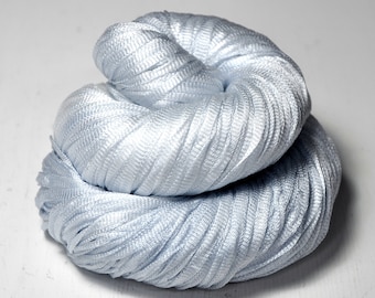 Ghosts dancing under the moon - Glossy Silk Tape Yarn - light fingering weight - knitted i-cord yarn - hand dyed yarn – DyeForYarn