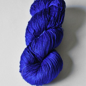 Severe Cobalt intoxication Silk Lace Yarn LSOH knotty skein Hand Dyed Yarn hand dyed silk lace yarn DyeForYarn image 2