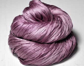 Magnolia coming to dust - Glossy Silk Tape Yarn - light fingering weight - knitted i-cord yarn - hand dyed yarn – DyeForYarn